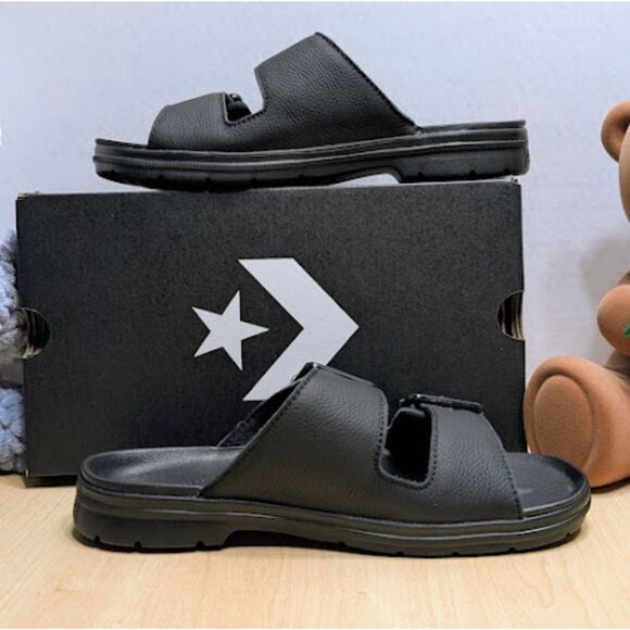Converse CTAS Black Leather Lugged Flatform Two Strap Sandals Women's Size 9 NIB - Picture 8 of 14